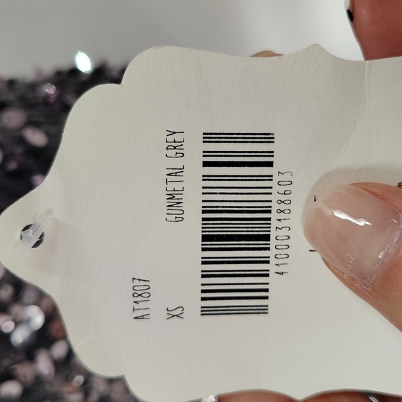 Altar'd State Pullover Blouse Size XS Gunmetal Gray Sequin Top Flutter Sleeve - Picture 6 of 10